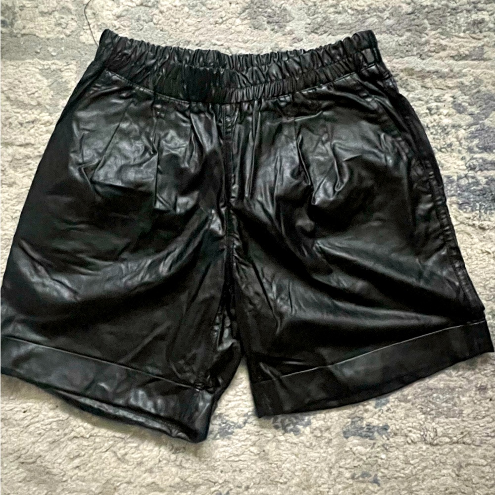 Rules of Etiquette Faux Leather Black Shorts